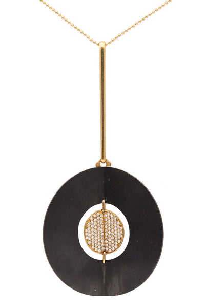 FARAONE MENELLA Modernist Necklace In 18Kt Yellow Gold Steel & VS Diamonds