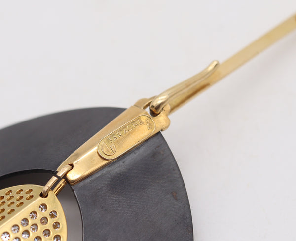 FARAONE MENELLA Modernist Necklace In 18Kt Yellow Gold Steel & VS Diamonds