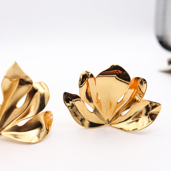 JAR PARIS Gold Fig Leaf Clips Earrings In 18Kt Gold and Aluminum