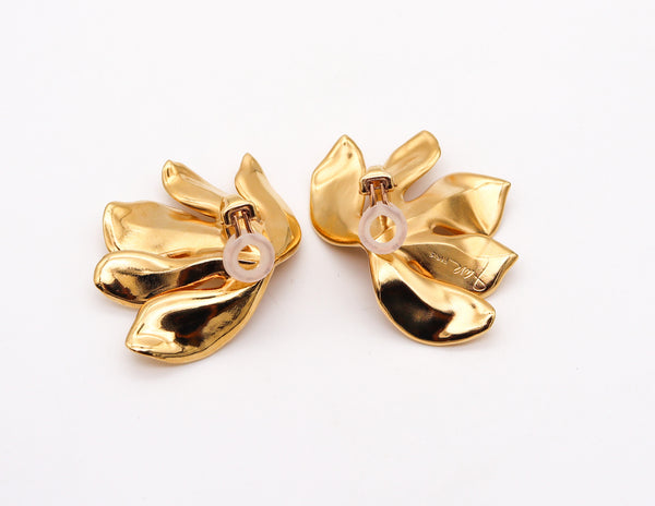 JAR PARIS Gold Fig Leaf Clips Earrings In 18Kt Gold and Aluminum