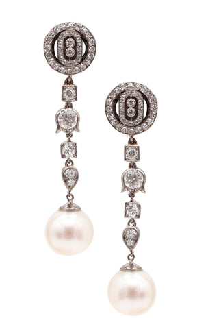 VAN CLEEF & ARPELS 1930 Art Deco Dangle Earrings With Diamonds And Pearls