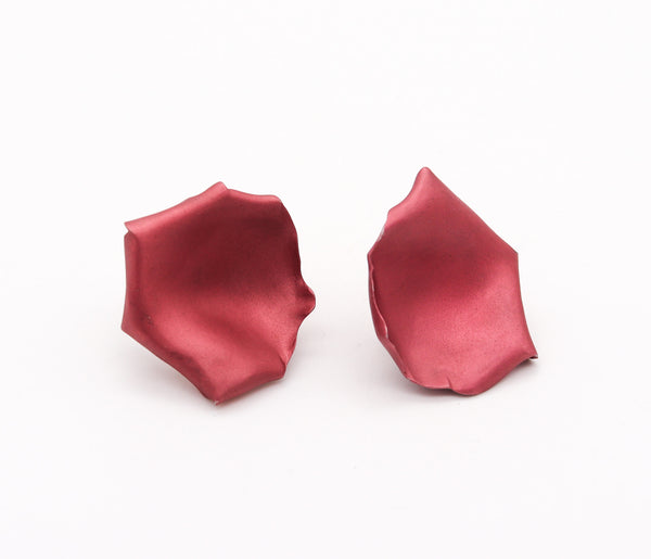 JAR PARIS Pink Rose Petals Clips On Earrings In 18Kt Gold and Aluminum