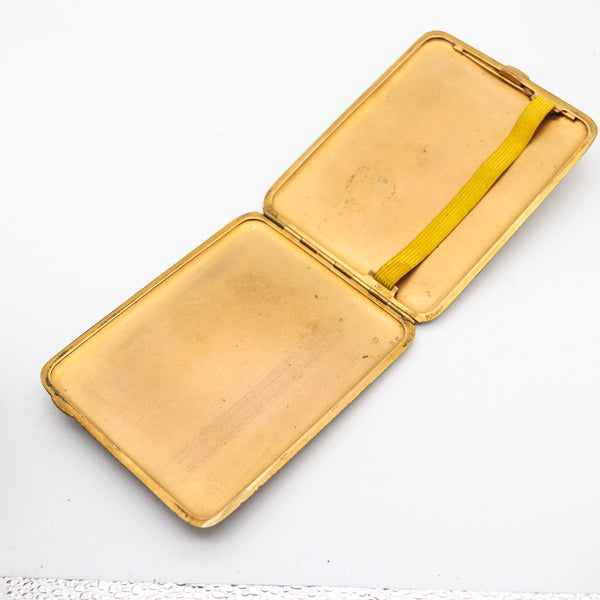 FRENCH 1930 Art Deco Cigarette Case In Gilt Bronze And Shagreen Patterns