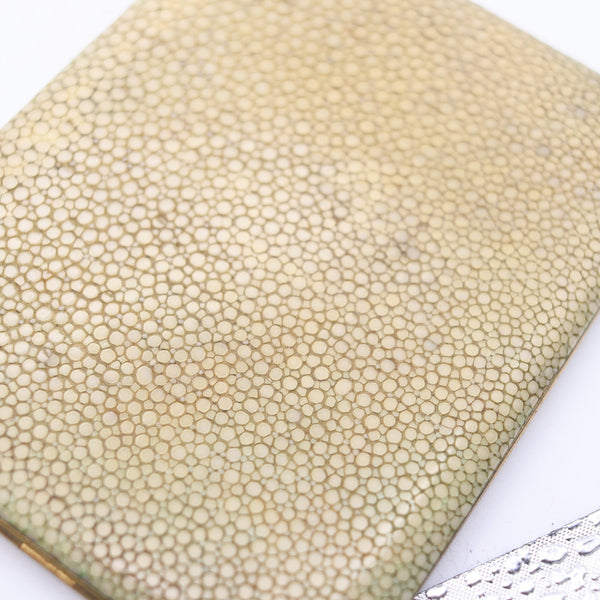 FRENCH 1930 Art Deco Cigarette Case In Gilt Bronze And Shagreen Patterns