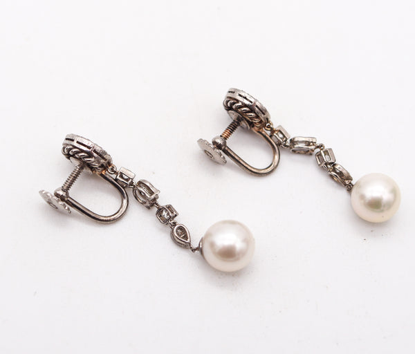 VAN CLEEF & ARPELS 1930 Art Deco Dangle Earrings With Diamonds And Pearls