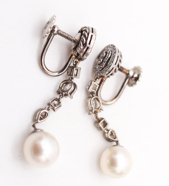 VAN CLEEF & ARPELS 1930 Art Deco Dangle Earrings With Diamonds And Pearls