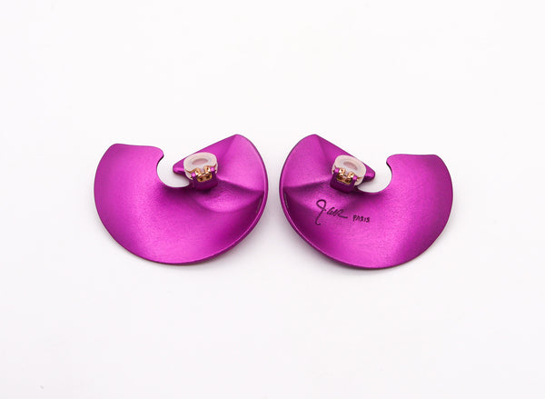 JAR PARIS Purple Valerie Clips On Earrings In 18Kt Gold and Aluminum