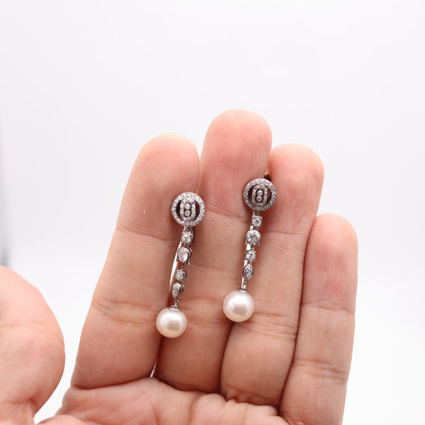 VAN CLEEF & ARPELS 1930 Art Deco Dangle Earrings With Diamonds And Pearls