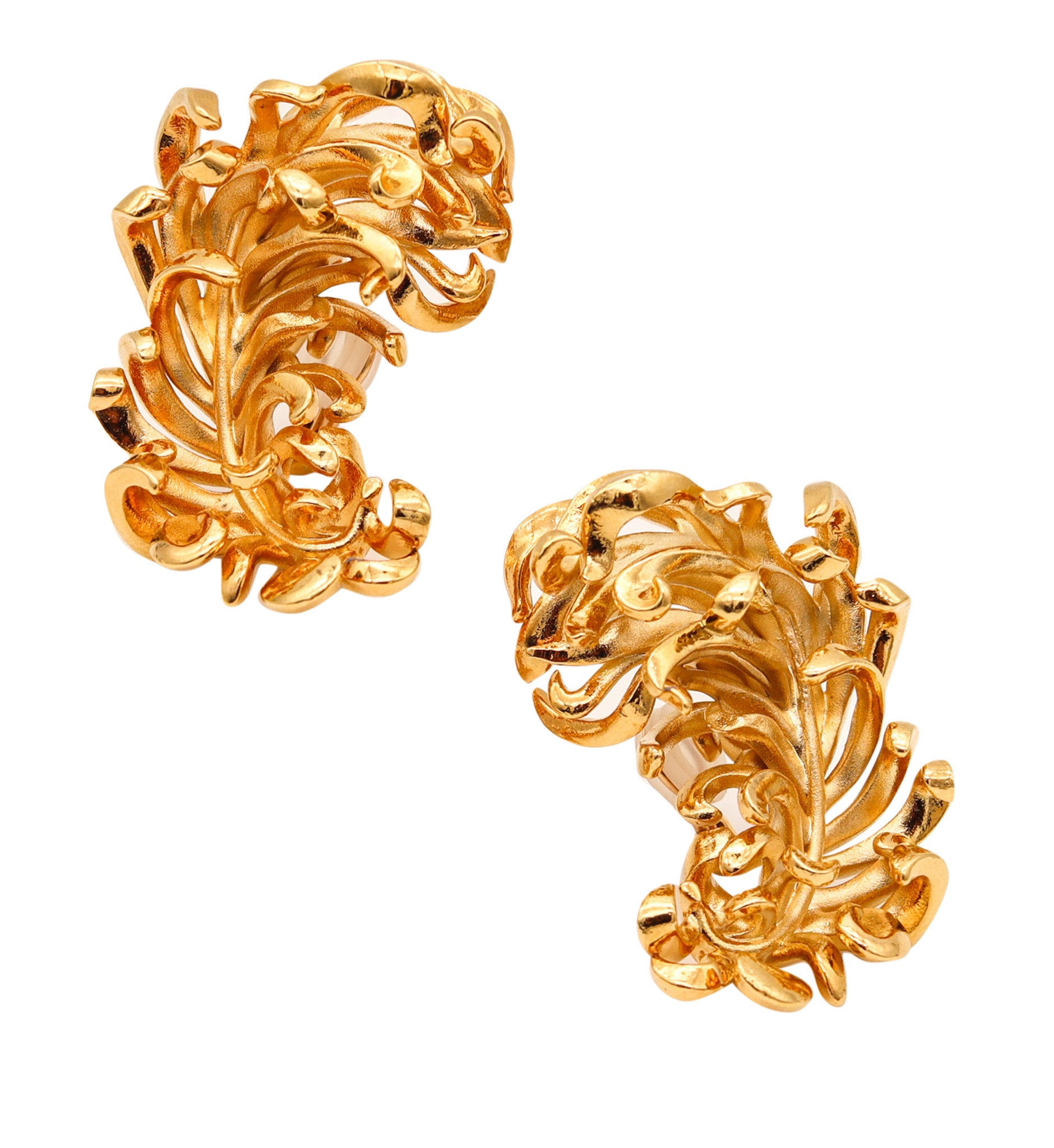 JAR PARIS Golden Feathers Clips On Earrings In 18Kt Gold and Aluminum