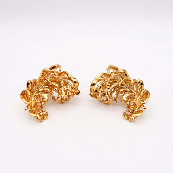 JAR PARIS Golden Feathers Clips On Earrings In 18Kt Gold and Aluminum