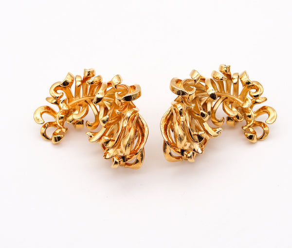 JAR PARIS Golden Feathers Clips On Earrings In 18Kt Gold and Aluminum