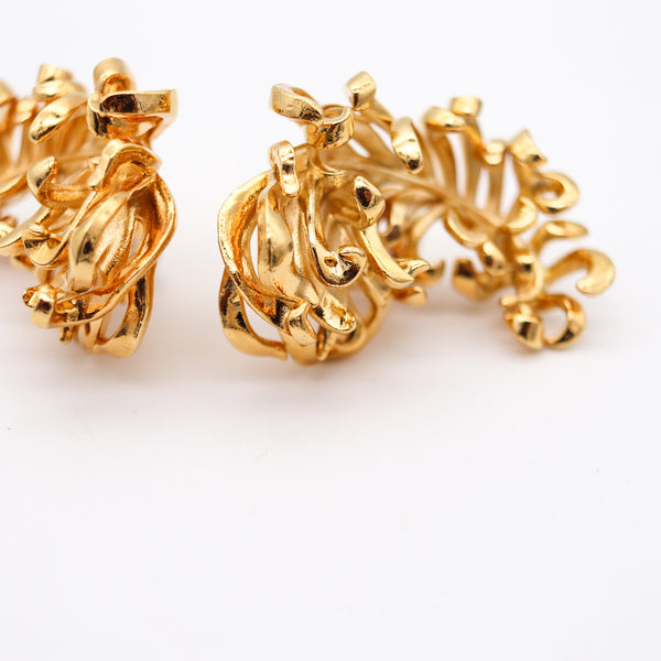 JAR PARIS Golden Feathers Clips On Earrings In 18Kt Gold and Aluminum