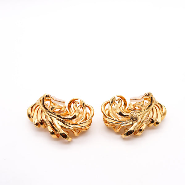 JAR PARIS Golden Feathers Clips On Earrings In 18Kt Gold and Aluminum