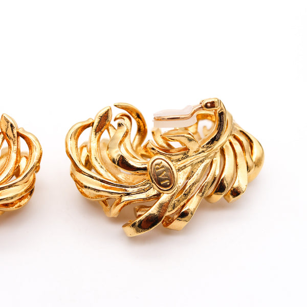 JAR PARIS Golden Feathers Clips On Earrings In 18Kt Gold and Aluminum