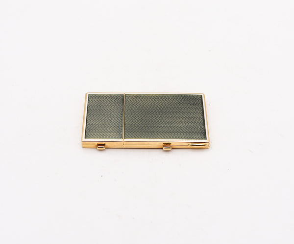 -Mapping & Webb 1911 London Enamel Guilloche Vesta Cigar cutter Case In 18Kt Gold