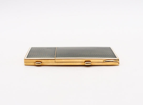 -Mapping & Webb 1911 London Enamel Guilloche Vesta Cigar cutter Case In 18Kt Gold