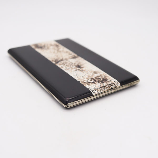 FRENCH 1925 Art-Deco Black Lacquer & White Egg-Shell Lacquer Cigarette Case