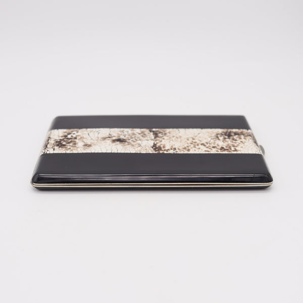 FRENCH 1925 Art-Deco Black Lacquer & White Egg-Shell Lacquer Cigarette Case