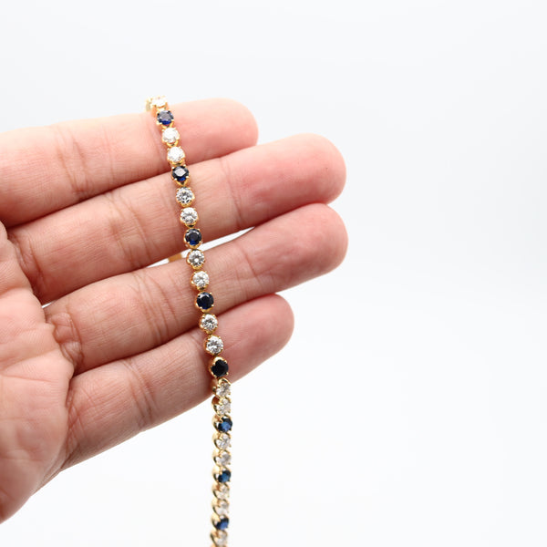 TIFFANY & CO. Riviera Bracelet In 18Kt Yellow Gold With 7.68 Cwt Diamonds & Sapphires