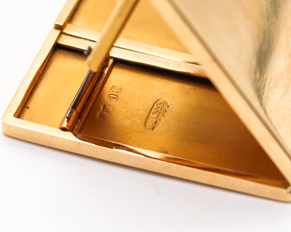 -Mapping & Webb 1911 London Enamel Guilloche Vesta Cigar cutter Case In 18Kt Gold