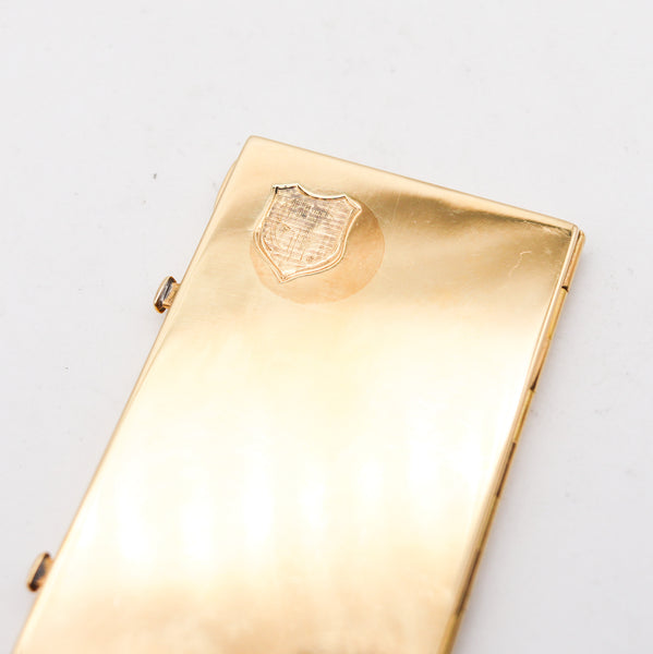 -Mapping & Webb 1911 London Enamel Guilloche Vesta Cigar cutter Case In 18Kt Gold