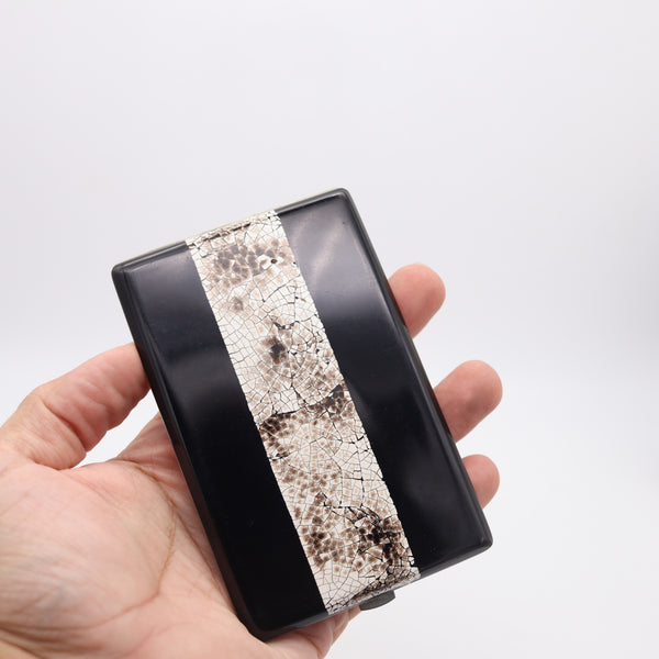 FRENCH 1925 Art-Deco Black Lacquer & White Egg-Shell Lacquer Cigarette Case