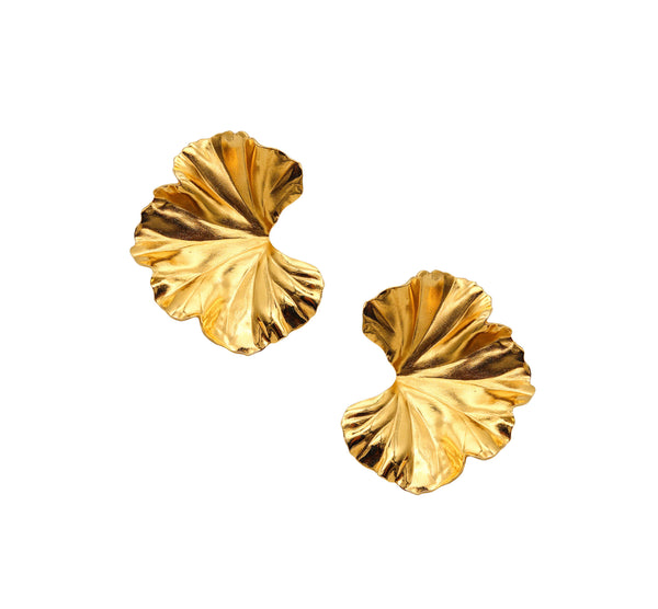 JAR PARIS Golden Geranium Clips On Earrings In 18Kt Gold and Aluminum