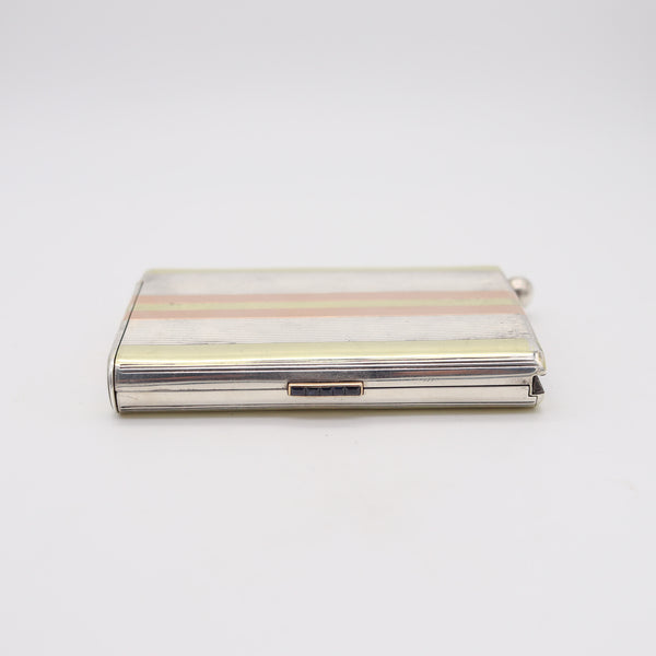 FRENCH 1920 Art Deco Sterling & 18Kt Gold Cigarette Vesta Striker Compendium-Case