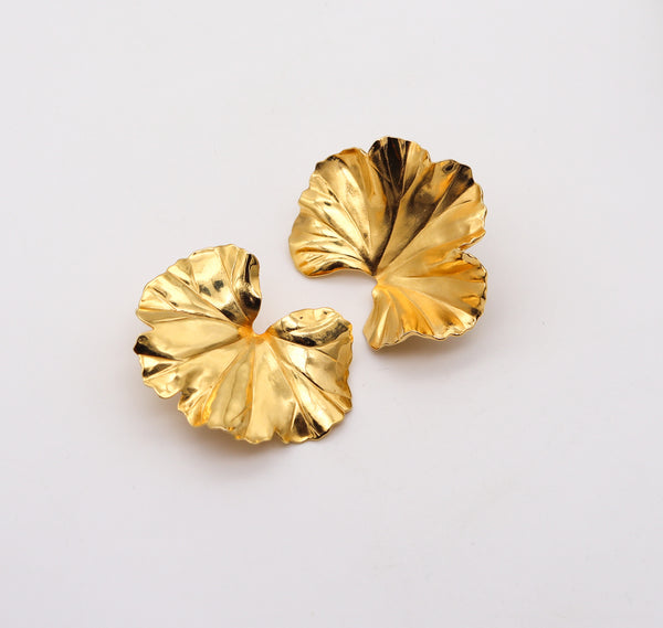 JAR PARIS Golden Geranium Clips On Earrings In 18Kt Gold and Aluminum