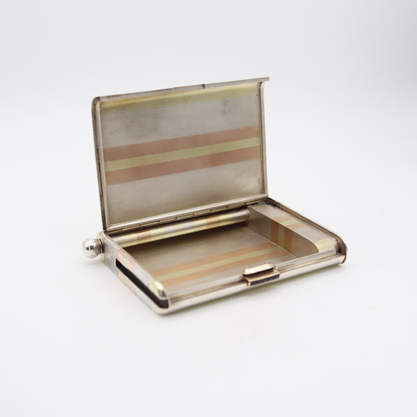 FRENCH 1920 Art Deco Sterling & 18Kt Gold Cigarette Vesta Striker Compendium-Case