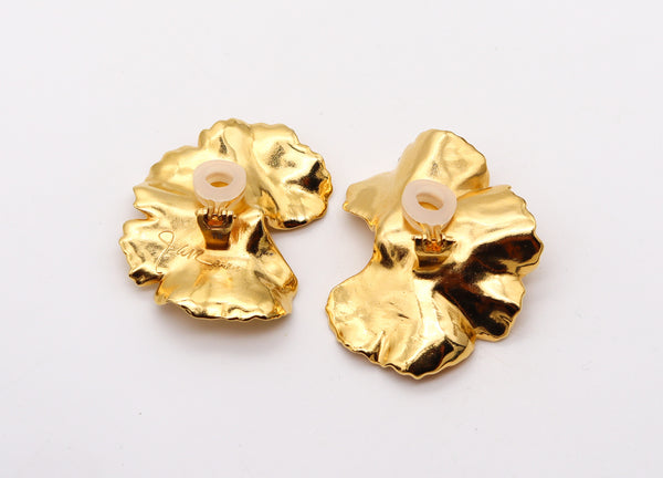 JAR PARIS Golden Geranium Clips On Earrings In 18Kt Gold and Aluminum