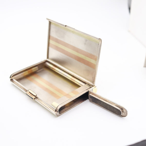FRENCH 1920 Art Deco Sterling & 18Kt Gold Cigarette Vesta Striker Compendium-Case
