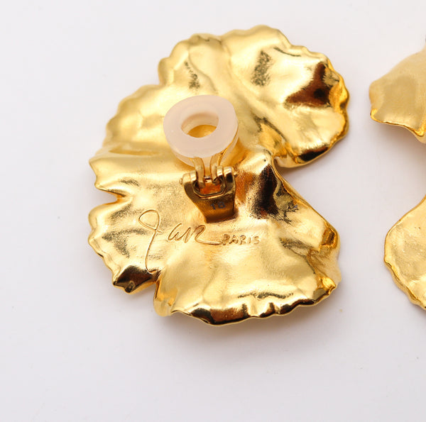 JAR PARIS Golden Geranium Clips On Earrings In 18Kt Gold and Aluminum