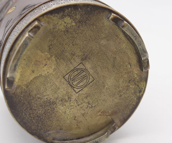 MEIJI Period Japan 1890 Imperial Shakudo Gold Mixed Metals Brush Vase-Pot