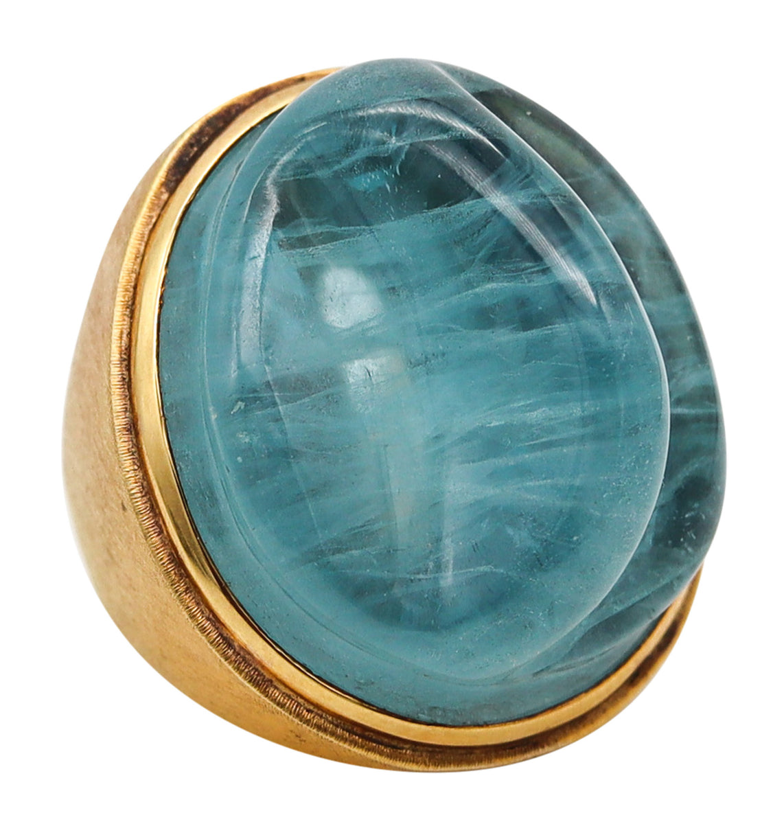 -Burle Marx Bruno Guidi 1970 Cocktail Ring In 18Kt Yellow Gold With Aq ...
