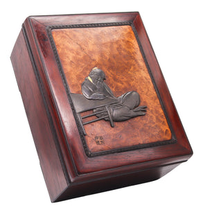 JAPAN Meiji Period 1890 Tebako Desk Box Made In Precious Woods, Bronze & Gold