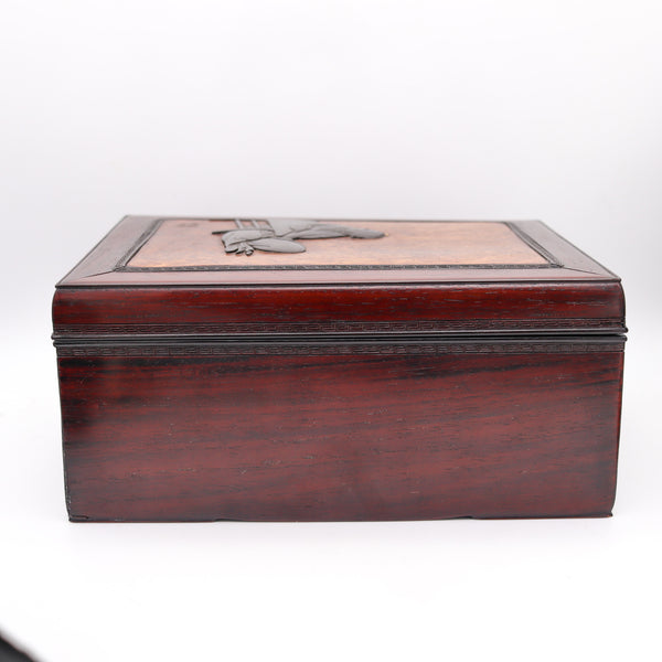 JAPAN Meiji Period 1890 Tebako Desk Box Made In Precious Woods, Bronze & Gold