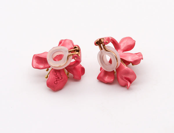 JAR PARIS Almond Blossom Flower Clips On Earrings In 18Kt Gold and Aluminum