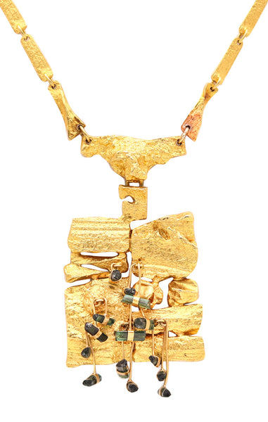 BJÖRN WECKSTRÖM 1967 Finland Kukkiva Muuri Necklace In 18Kt Gold & Tourmalines