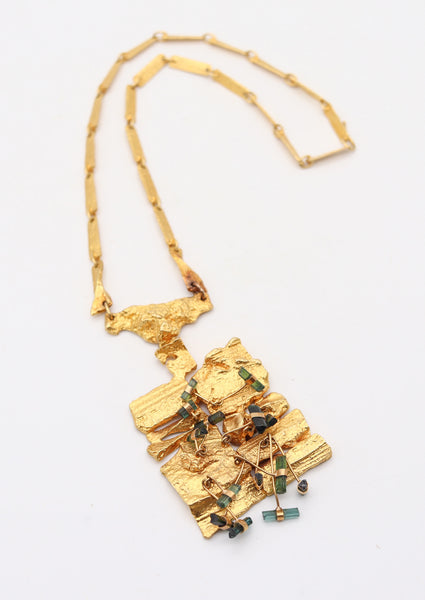 BJÖRN WECKSTRÖM 1967 Finland Kukkiva Muuri Necklace In 18Kt Gold & Tourmalines