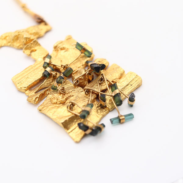 BJÖRN WECKSTRÖM 1967 Finland Kukkiva Muuri Necklace In 18Kt Gold & Tourmalines
