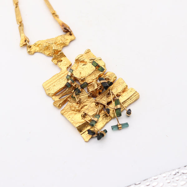 BJÖRN WECKSTRÖM 1967 Finland Kukkiva Muuri Necklace In 18Kt Gold & Tourmalines