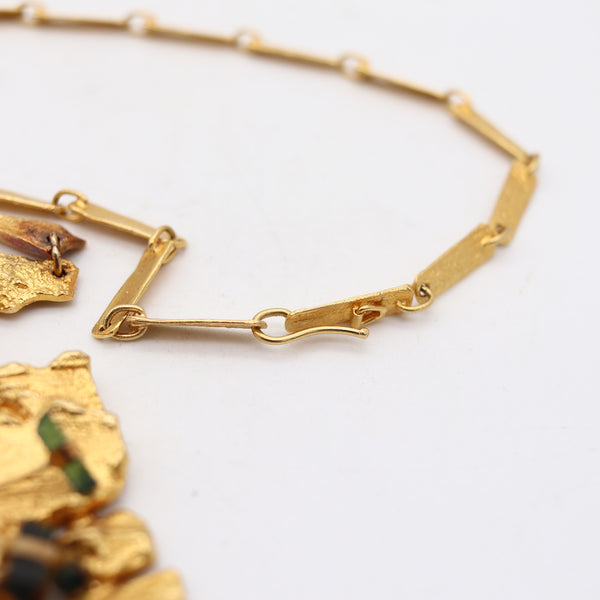 BJÖRN WECKSTRÖM 1967 Finland Kukkiva Muuri Necklace In 18Kt Gold & Tourmalines