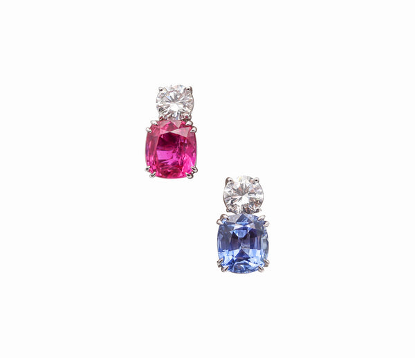 BOUCHERON Paris Earrings In 18Kt Gold With 11.68 Ctw In Diamonds & Sapphires