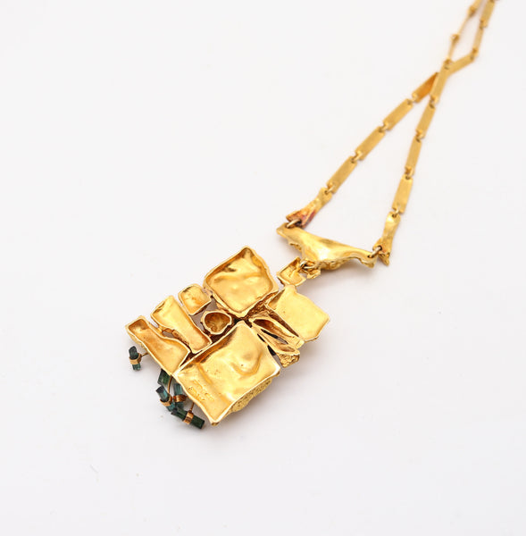 BJÖRN WECKSTRÖM 1967 Finland Kukkiva Muuri Necklace In 18Kt Gold & Tourmalines