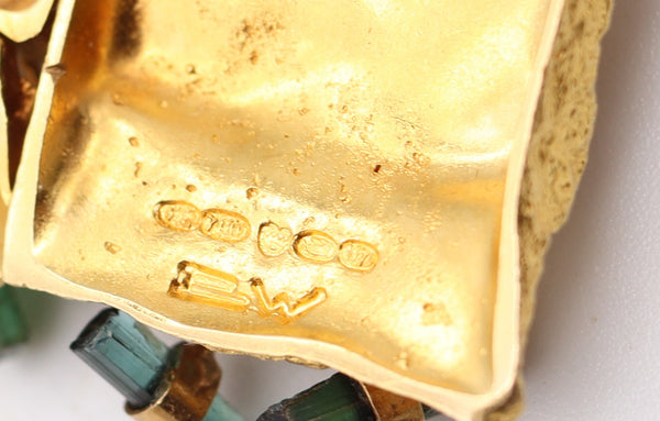 BJÖRN WECKSTRÖM 1967 Finland Kukkiva Muuri Necklace In 18Kt Gold & Tourmalines