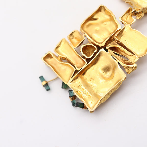 BJÖRN WECKSTRÖM 1967 Finland Kukkiva Muuri Necklace In 18Kt Gold & Tourmalines
