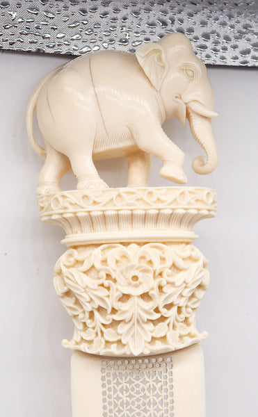 THAILAND 1900 Antique Large Desk Letter Opener With Carved Elephant