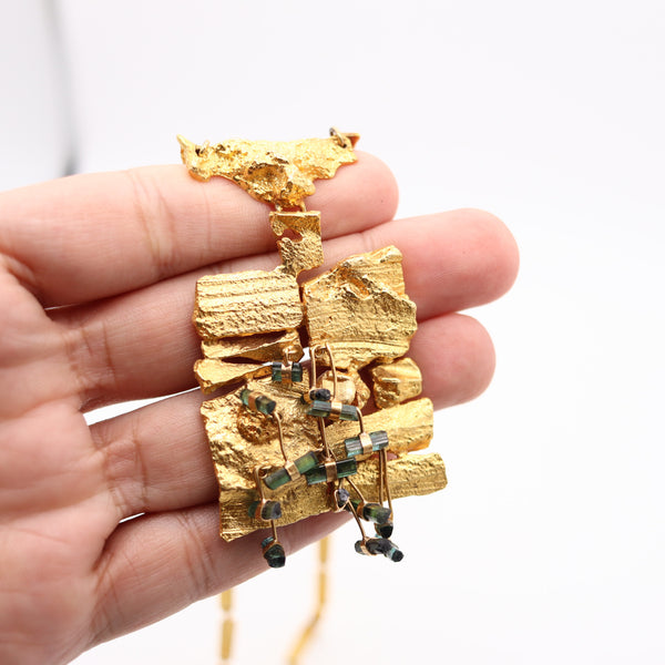 BJÖRN WECKSTRÖM 1967 Finland Kukkiva Muuri Necklace In 18Kt Gold & Tourmalines