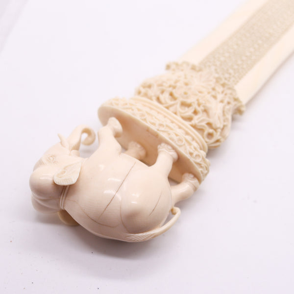 THAILAND 1900 Antique Large Desk Letter Opener With Carved Elephant